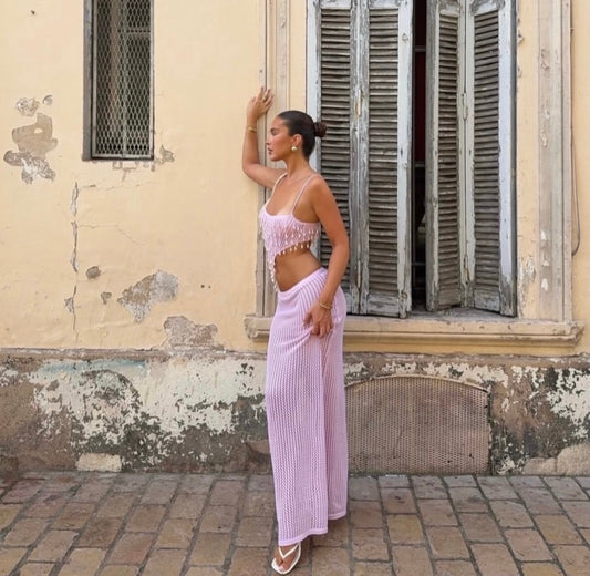 Peppermayo | Shellbound Crochet Maxi - Pink