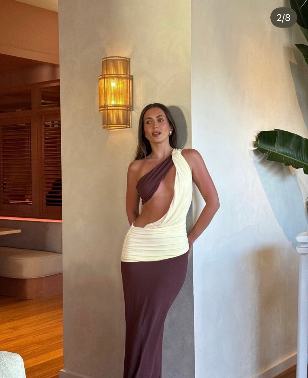 Princess Polly | Loretta Draped Maxi - Chocolate/Yellow